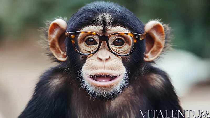 Monkey Wearing Glasses - Funny Animal Portrait AI Image