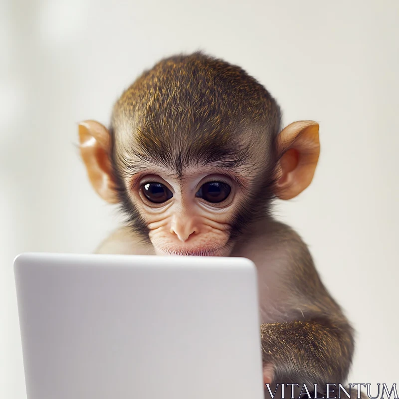 AI ART Adorable Monkey Using a Laptop