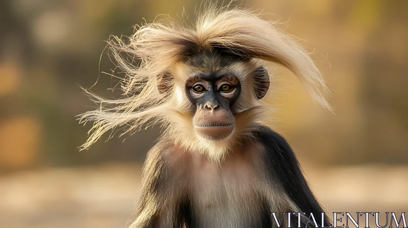 Wild Monkey with Flowing Hair AI Image