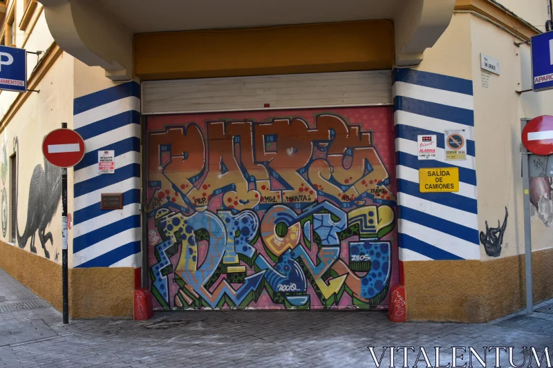 PHOTO Urban Graffiti Art on Garage Door in Spain