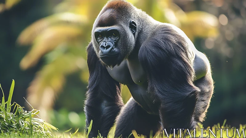 Gorilla Strolling in Jungle AI Image