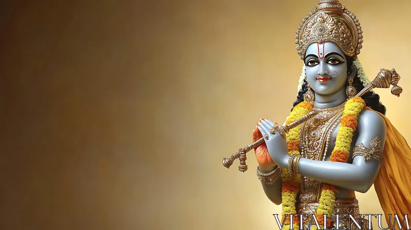 Detailed Artistic Depiction of Lord Krishna AI Image