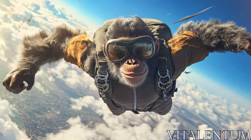 AI ART Aerial Adventure with a Skydiving Monkey