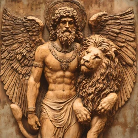 Ancient God with Lion Statue