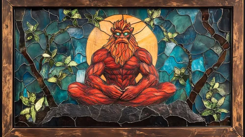 Mythical Meditator Stained Glass Mosaic