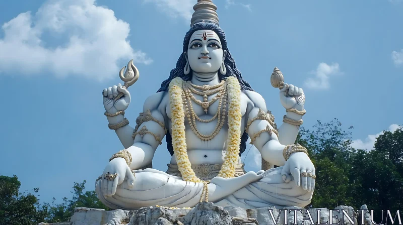 AI ART Shiva Statue Against Blue Sky