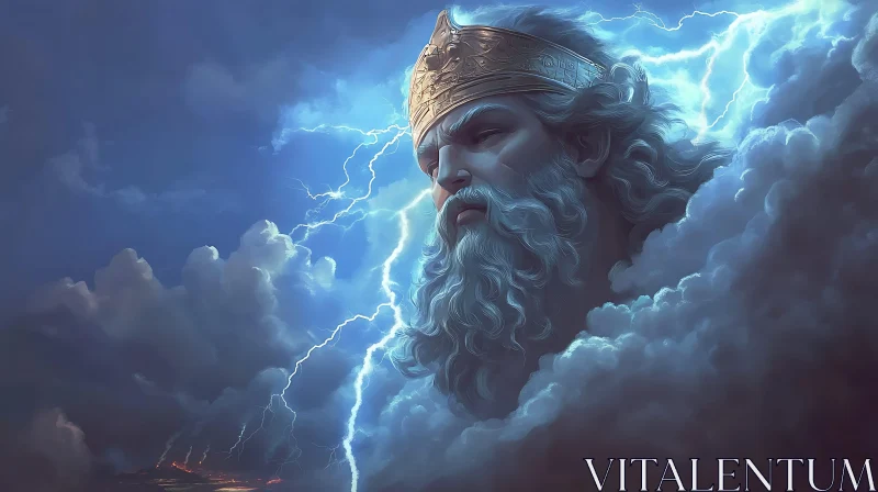 Divine Deity in Thunderstorm AI Image