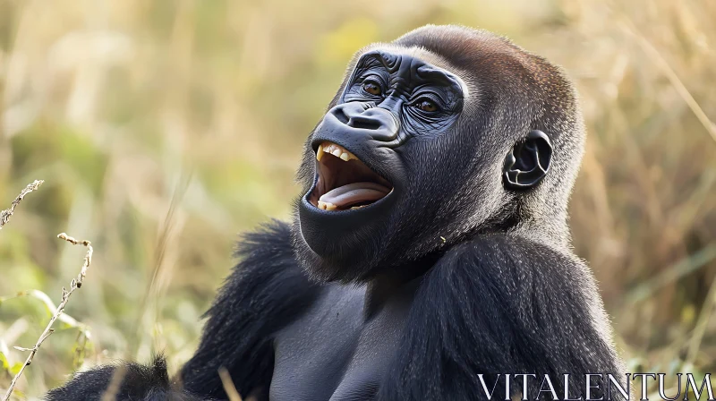 Gorilla Expressing Joy in the Wild AI Image