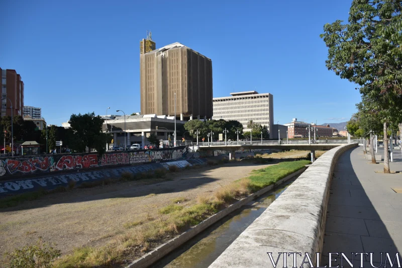 PHOTO Street View of City Architecture and Graffiti