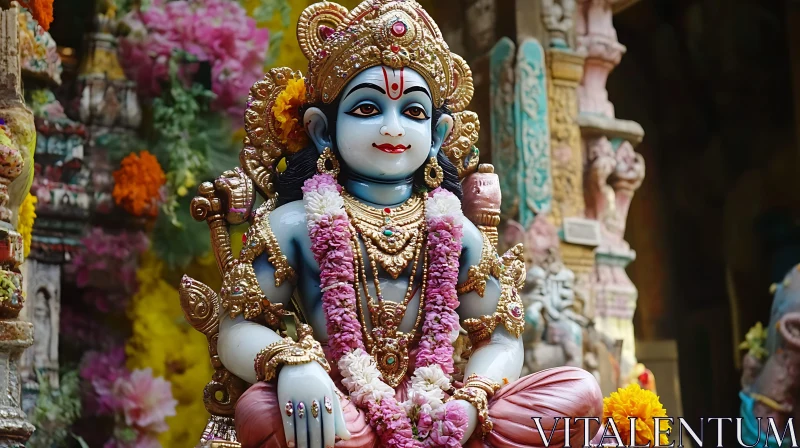 AI ART Divine Hindu Deity Statue in Ornate Temple Setting