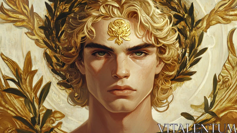 AI ART Mythological Young Man with Golden Laurel Wreath