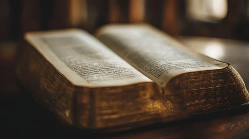 Antique Open Book with Gold Edges