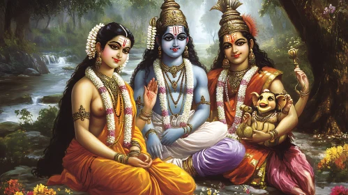 Divine Trio Amidst Nature