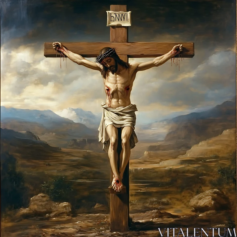 AI ART Jesus Christ on the Cross Painting