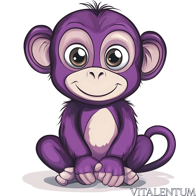 Friendly Cartoon Purple Monkey AI Image