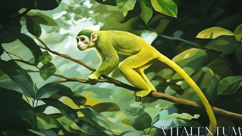 AI ART Green Monkey in the Forest