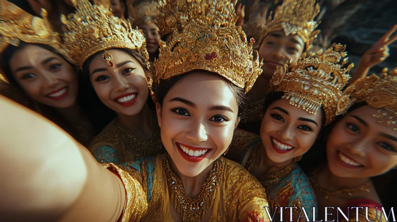 Cultural Selfie with Golden Ornaments AI Image