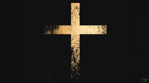 Distressed Gold Cross in Dark Setting