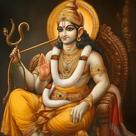 Divine Figure with Halo and Golden Ornaments