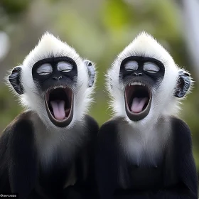 Monkeys Yawning in Unison