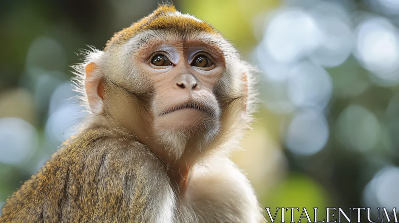 Thoughtful Monkey in Nature AI Image