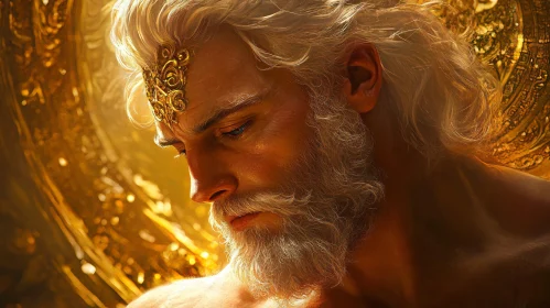 Mythological Deity with Golden Headpiece