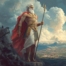 Mythical Greek Hero with Staff
