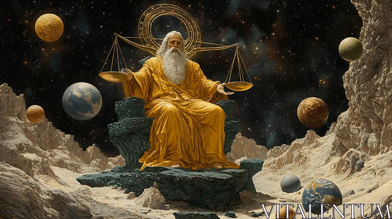 Deity with Scales Amidst Celestial Bodies Deity with Scales Amidst Celestial Bodies