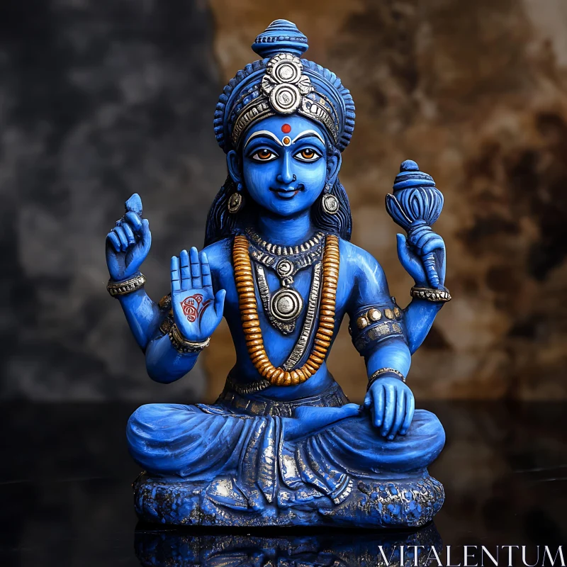 AI ART Regal Blue Deity Figurine in Meditation