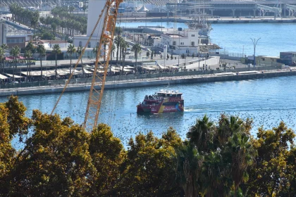 City Port with Colorful Boat