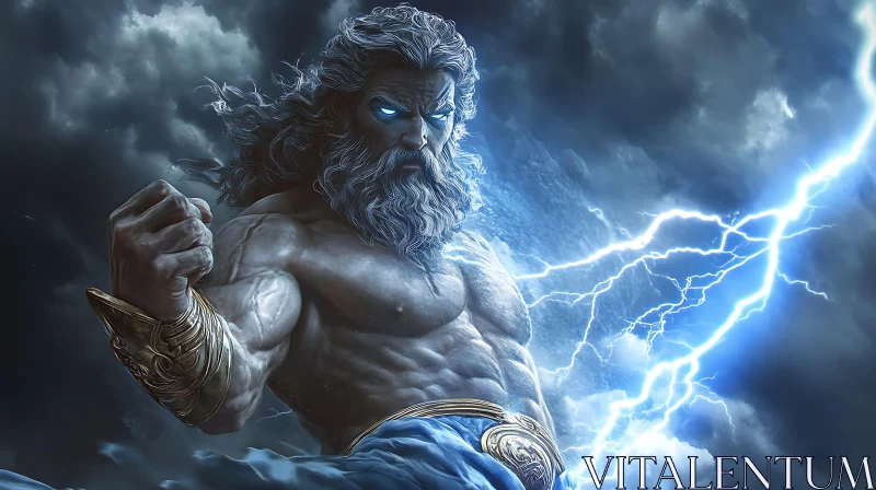 Ancient Deity of Thunder and Lightning AI Image