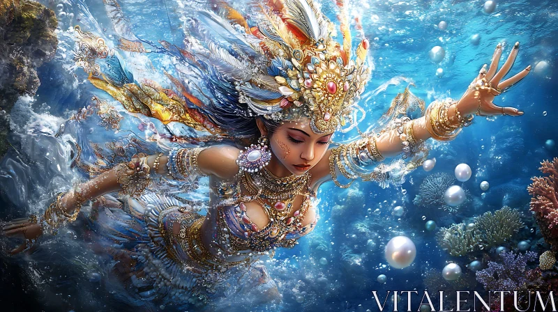 AI ART Mystical Mermaid in Underwater Wonderland