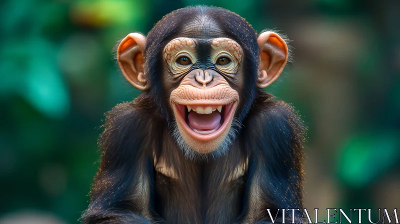 Playful Monkey Grinning in Jungle AI Image