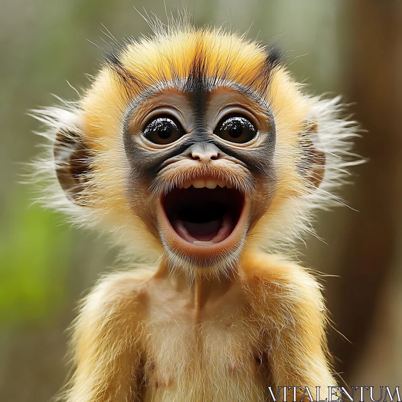 Charming Baby Monkey in Nature AI Image