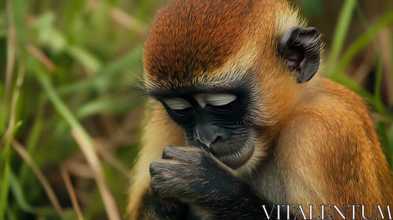 Contemplative Young Primate in the Wild AI Image