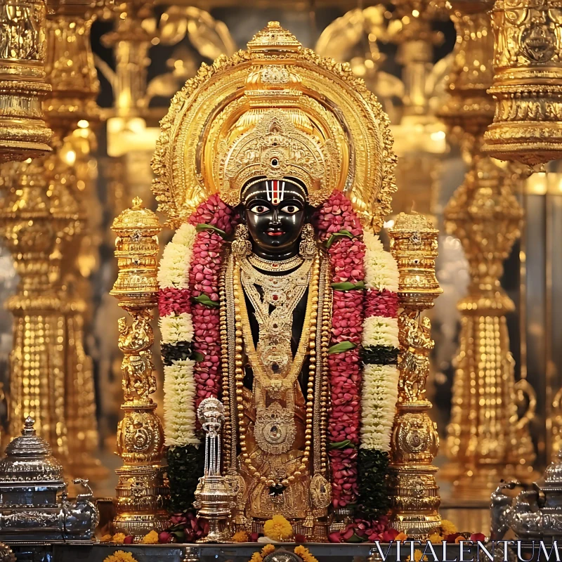 Hindu God in Golden Temple Attire AI Image