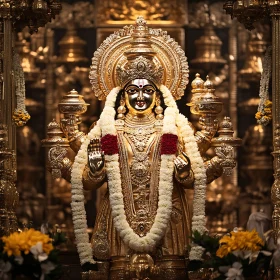 Divine Golden Statue with Floral Decorations