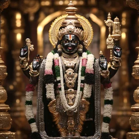 Majestic Hindu Deity in Temple Setting