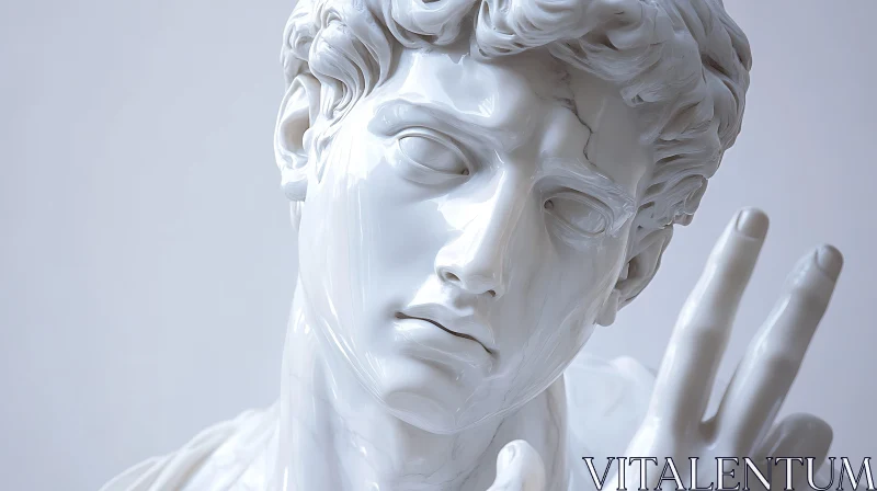 AI ART White Marble Sculpture Close-Up