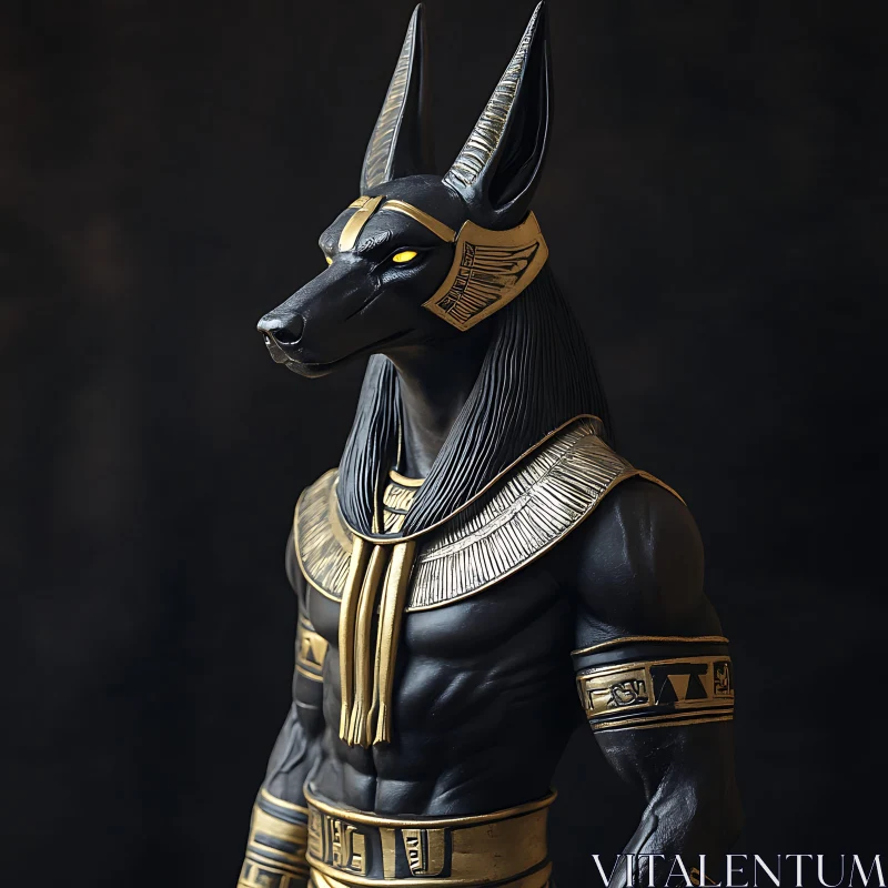 AI ART Detailed Anubis Statue in Black and Gold