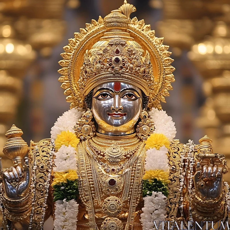 Hindu Deity with Golden Adornment AI Image