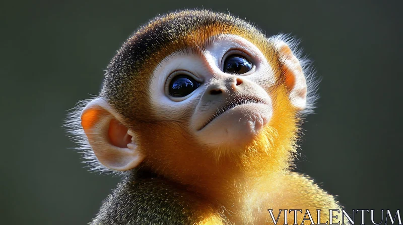 AI ART Adorable Young Monkey Close-Up