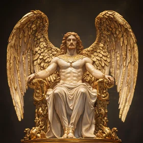 Golden Winged Angel on a Throne