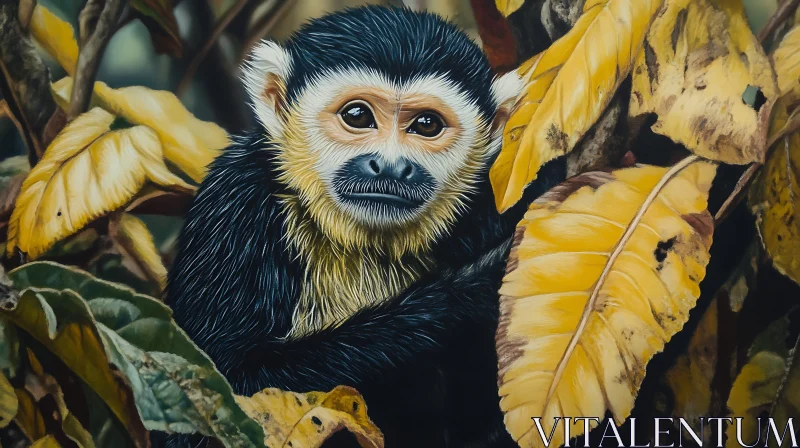 Intricate Monkey Portrait in Nature AI Image