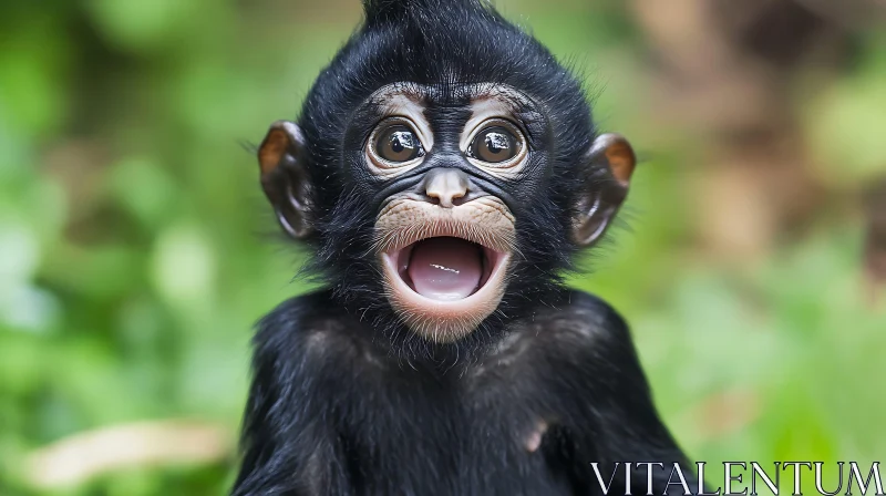 AI ART Cute Baby Monkey Shocked in Natural Habitat