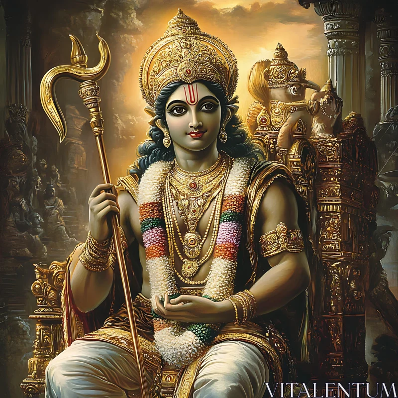 Divine Hindu Deity in Traditional Attire AI Image