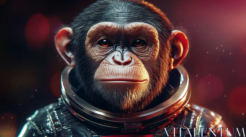 Chimpanzee Astronaut Portrait AI Image