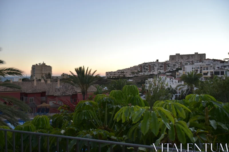 PHOTO Evening Scene in Spanish Town with Sunsetting View