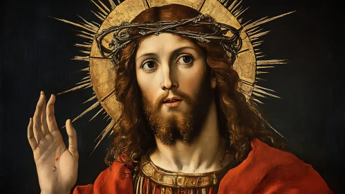 Sacred Image of Jesus Christ in Red Robe