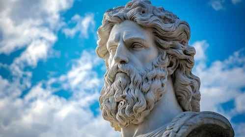 Ancient Marble Statue with Sky Background